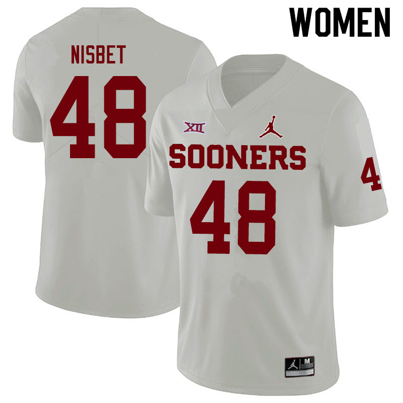 Women #48 Deuce Nisbet Oklahoma Sooners Jordan Brand College Football Jerseys Sale-White - Click Image to Close